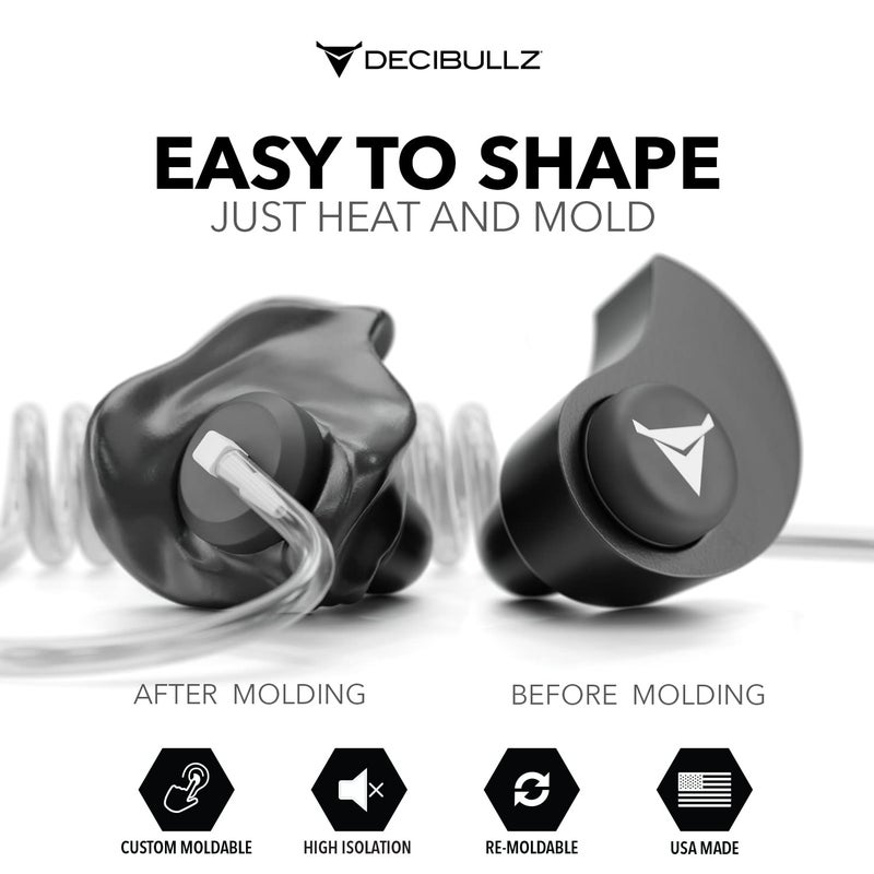 Decibullz Custom Molded Security Radio Surveillance Earpiece Set, Thermo-Fit Designed for Clear Acoustic Tube Radios, Isolation - Image 2